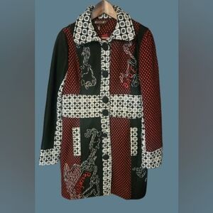 *Kessley Wool Blend Patchwork Coat